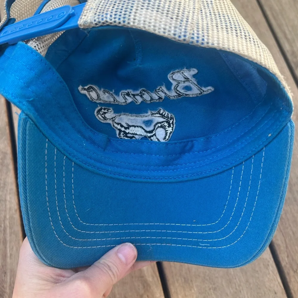 Vintage Style Ford Bronco Embroidered Snap Back Trucker Hat Curved Brim in Blue